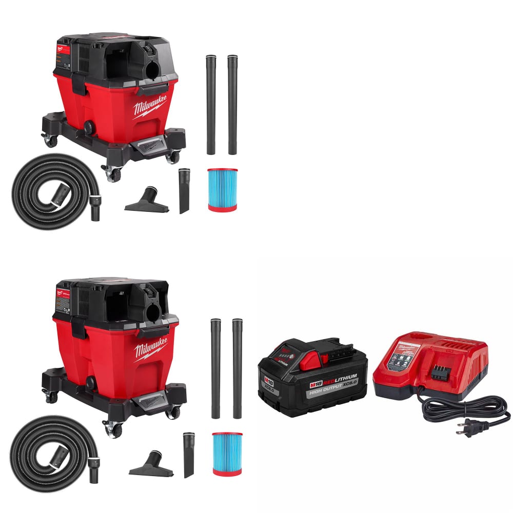 Milwaukee 0910-20 M18 FUEL Vacuum W/ 0920-20 M18 Vacuum & FREE XC8.0 Starter Kit