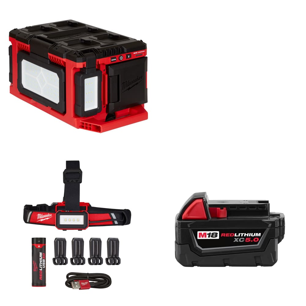 Milwaukee 2357-20 M18™ PACKOUT™ Light/Charger w/ Headlamp & FREE Battery Pack