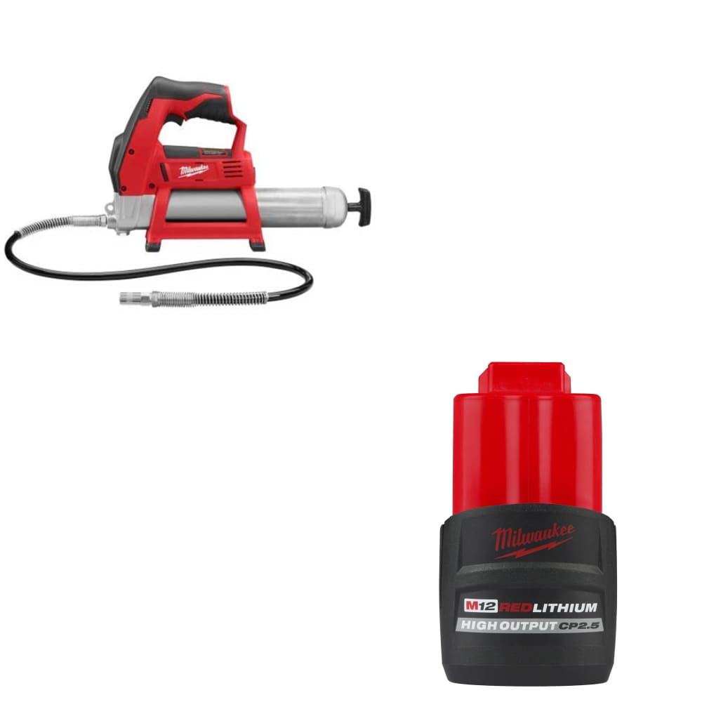 Milwaukee 2446-20 M12 Grease Gun (Bare Tool) W/ FREE 48-11-2425 M12 Battery Pack