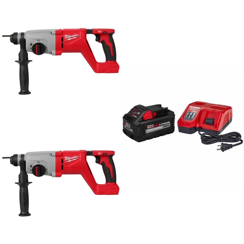 Milwaukee 2613-20 M18 Rotary Hammer, 2Pk w/ FREE 48-59-1880 M18 Starter Kit