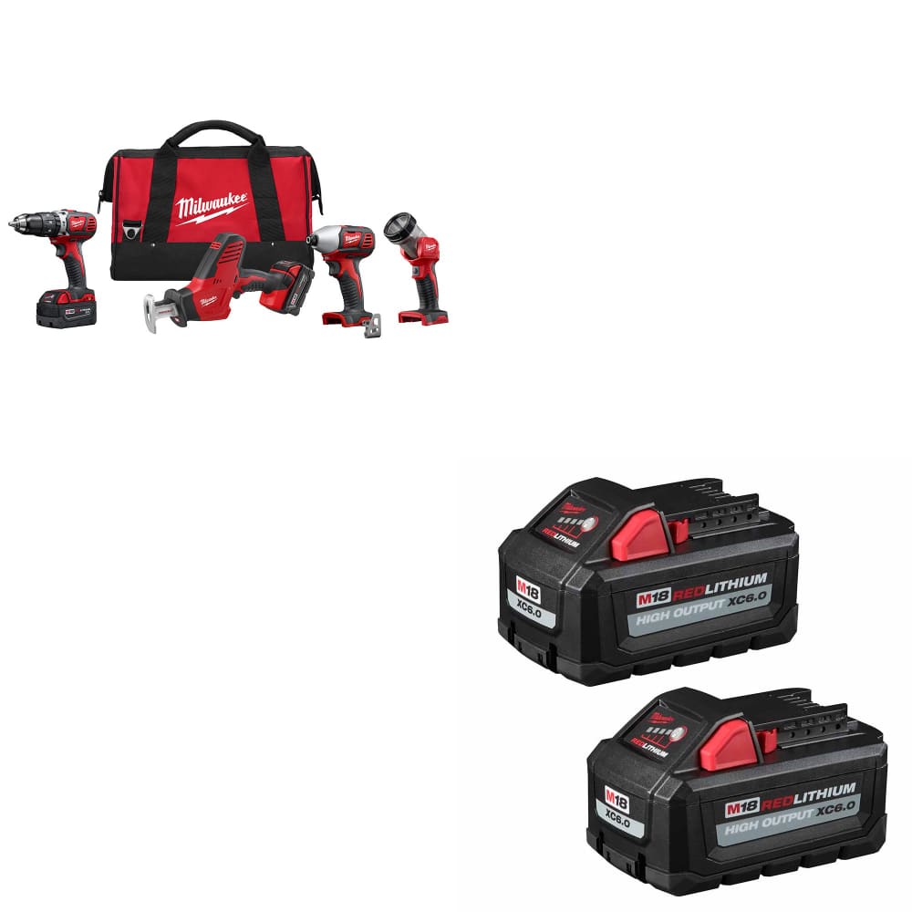 Milwaukee 2695-24 M18 4-Tool Combo Kit W/ FREE 0880-20 18V Vacuum & Grinder