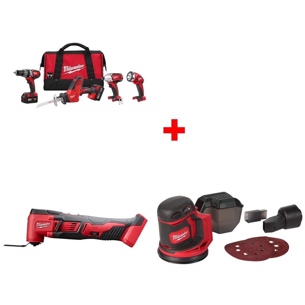 Milwaukee 2695-24 M18 4-Tool Combo Kit w/ FREE 2626-20 Multi Tool & Sander