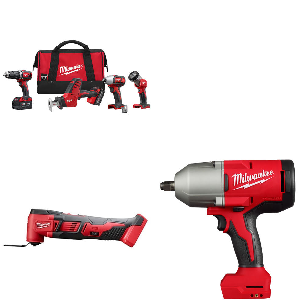 Milwaukee 2695-24 M18 4-Tool Combo Kit W/ FREE M18 Multi-Tool & Impact Wrench