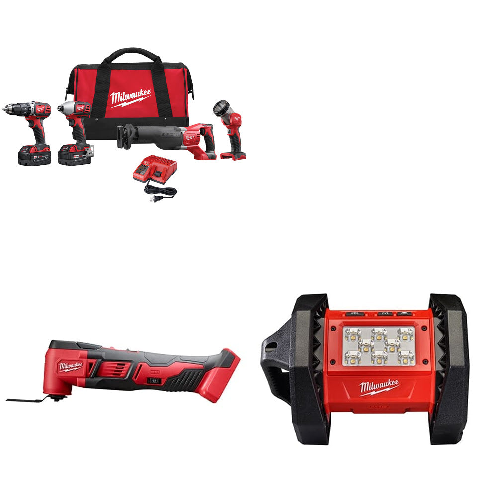 Milwaukee 2696-24 M18 4-Tool Combo Kit W/ FREE 2626-20 M18 Multi-Tool & Light