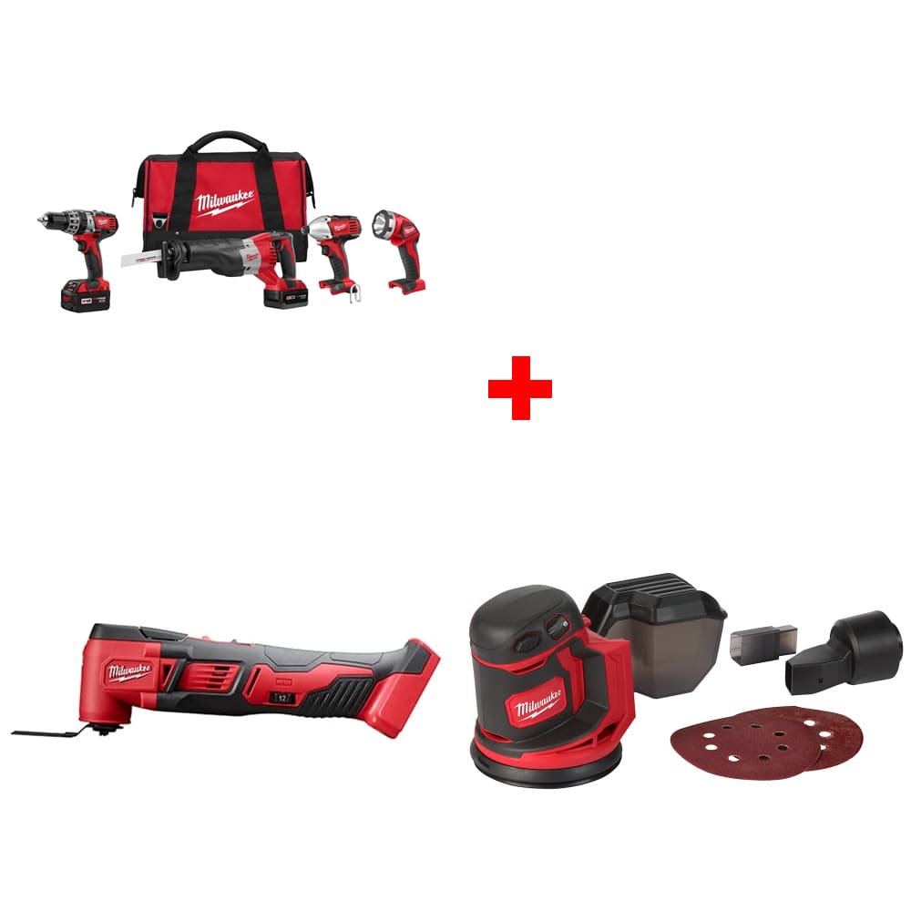 Milwaukee 2696-24 M18 4-Tool Combo Kit w/ FREE 2626-20 Multi Tool & Sander