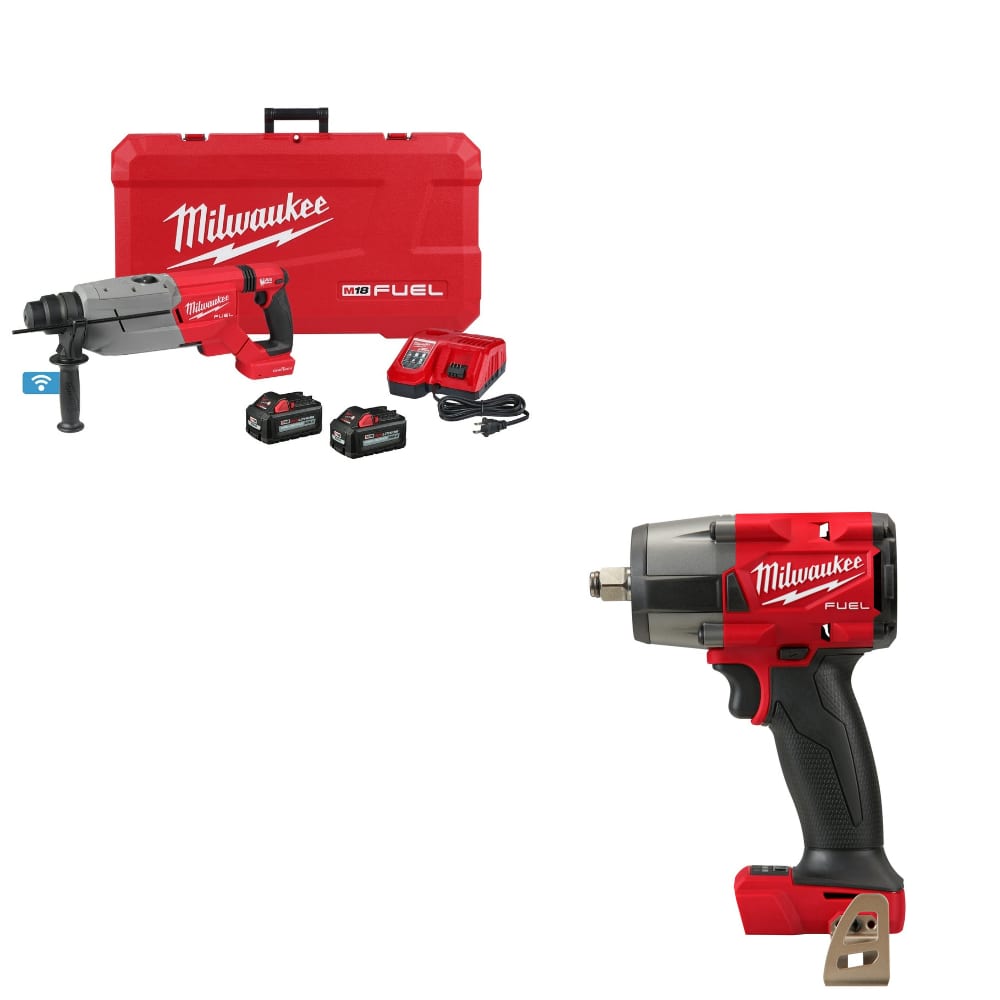 Milwaukee 2916-22 M18 FUEL Rotary Hammer Kit w/ FREE 2962-20 M18 Impact Wrench