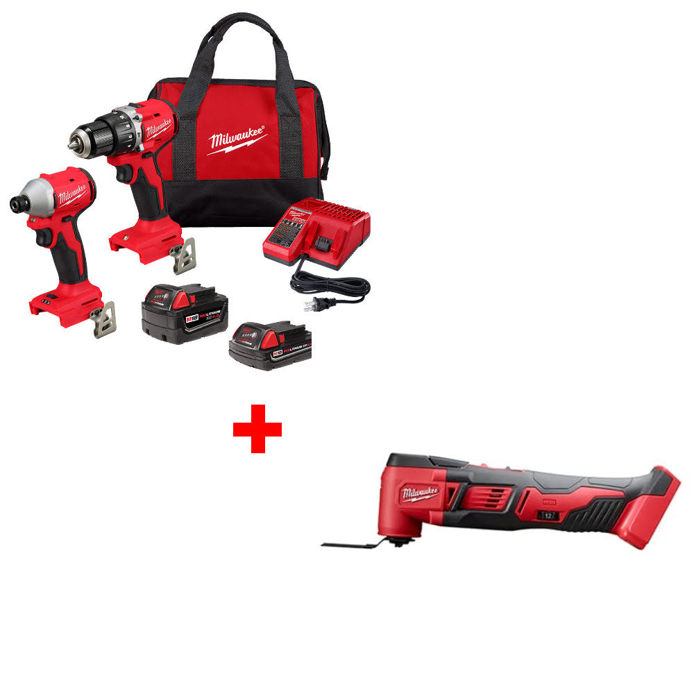 Milwaukee 3693-22CX M18 2-Tool Combo Kit W/ FREE 2626-20 M18 Multi-Tool, Bare