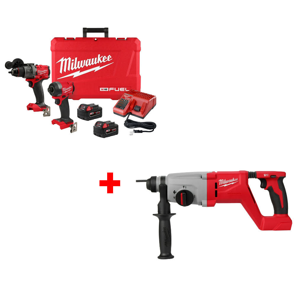 Milwaukee 3697-22 M18 FUEL 2-Tool Combo Kit W/ FREE 2613-20 M18 1" Rotary Hammer