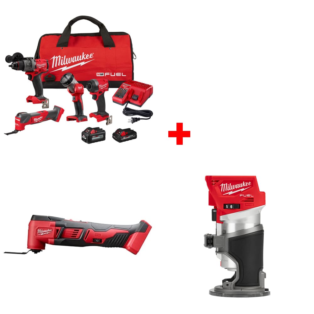 Milwaukee 3698-24MT M18 4-Tool Combo Kit w/ FREE 2626-20 Multi-Tool & Router