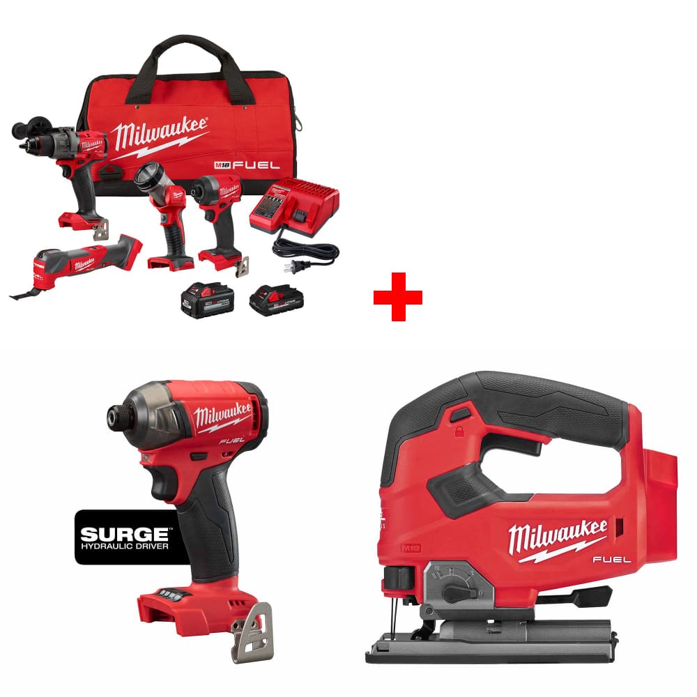 Milwaukee 3698-24MT M18 4-Tool Combo Kit w/ FREE Hydraulic Driver & Jig Saw