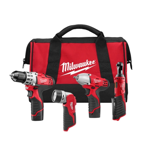 Milwaukee 2493-24 M12 Cordless LITHIUM-ION 4 Tool Combo Kit