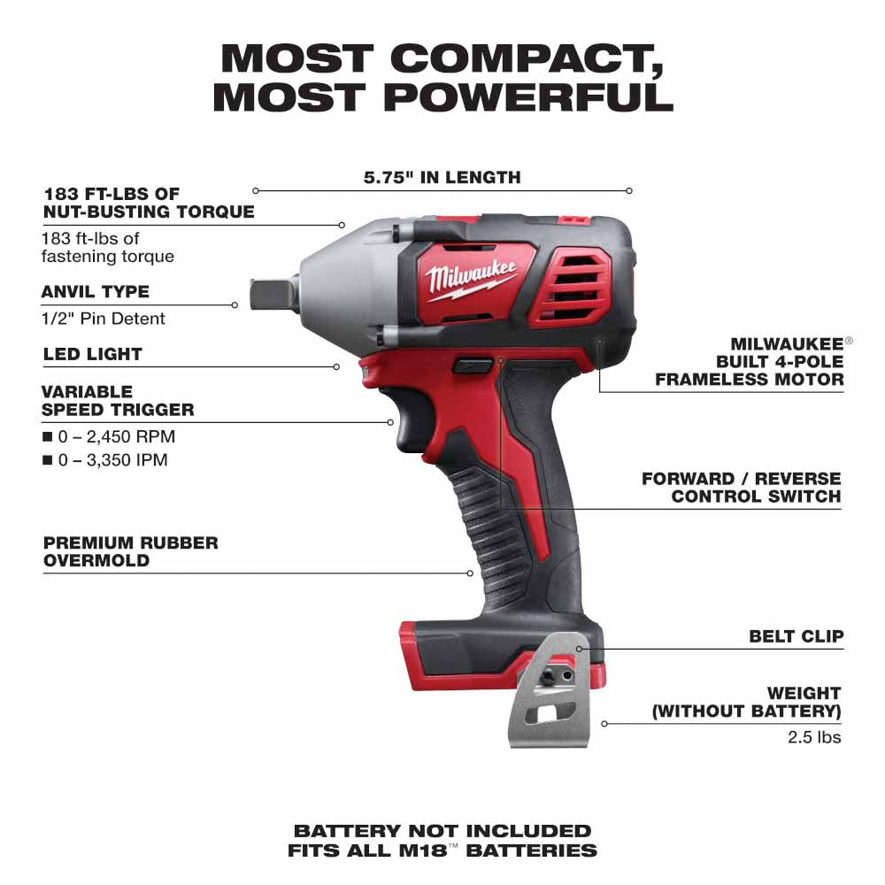 Milwaukee 2659-20 M18 1/2" Impact Wrench with Pin Detent - 3