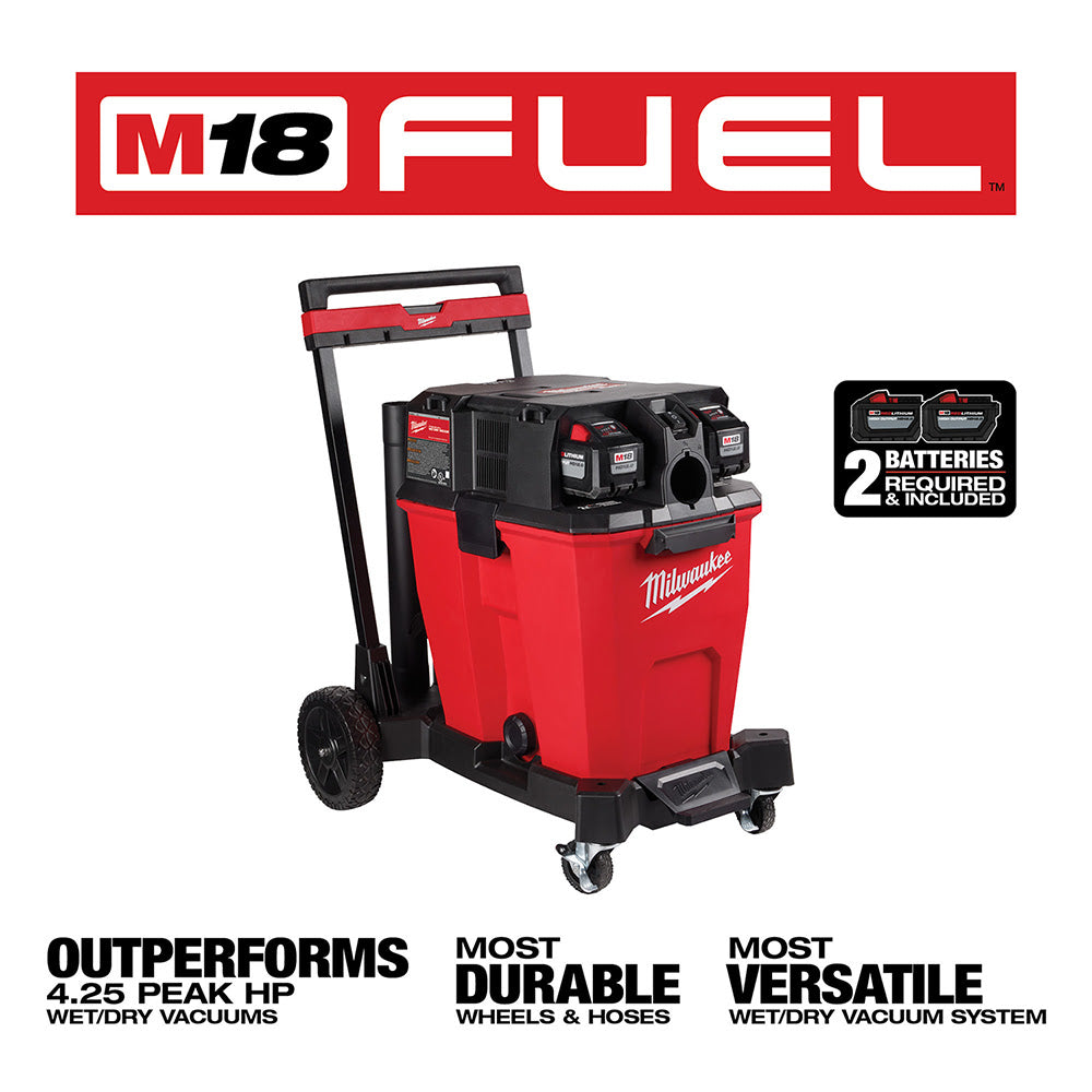 Milwaukee 0930-22HD M18 FUEL 12-Gallon Dual-Battery Wet/Dry Vacuum Kit - 3