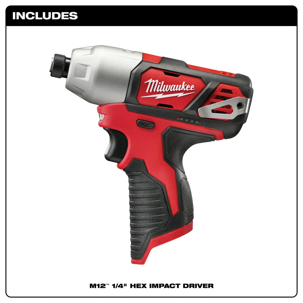 Milwaukee 2462-20 M12 1/4”  Hex Impact Driver  (Bare) - 2