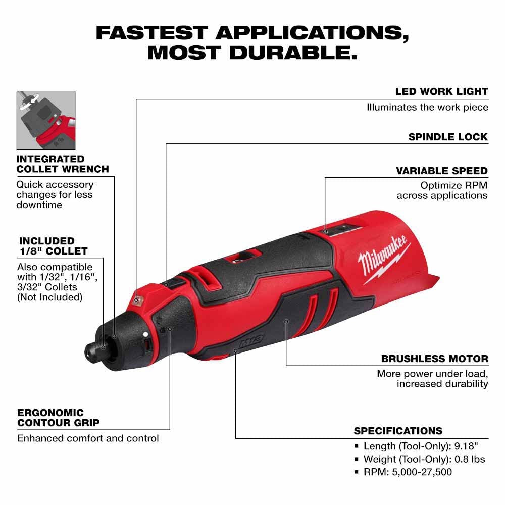 Milwaukee 2525-20 M12 Brushless Rotary Tool - 2