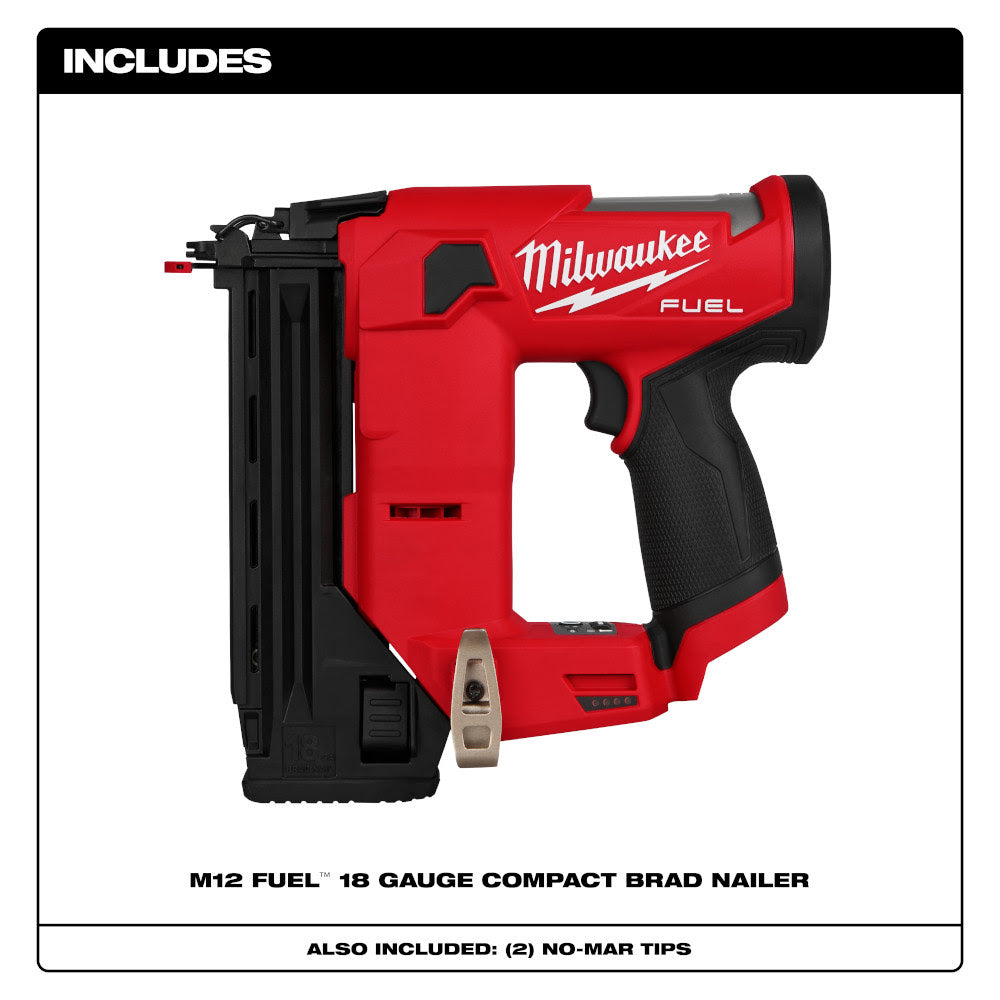 Milwaukee 2541-20 M12 FUEL 18 Gauge Compact Brad Nailer - 3