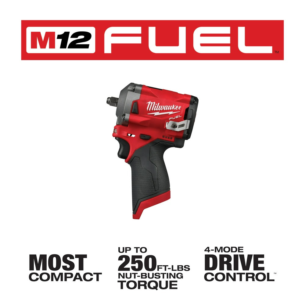 Milwaukee 2554-20 M12 FUEL Stubby 3/8" Impact Wrench - 3