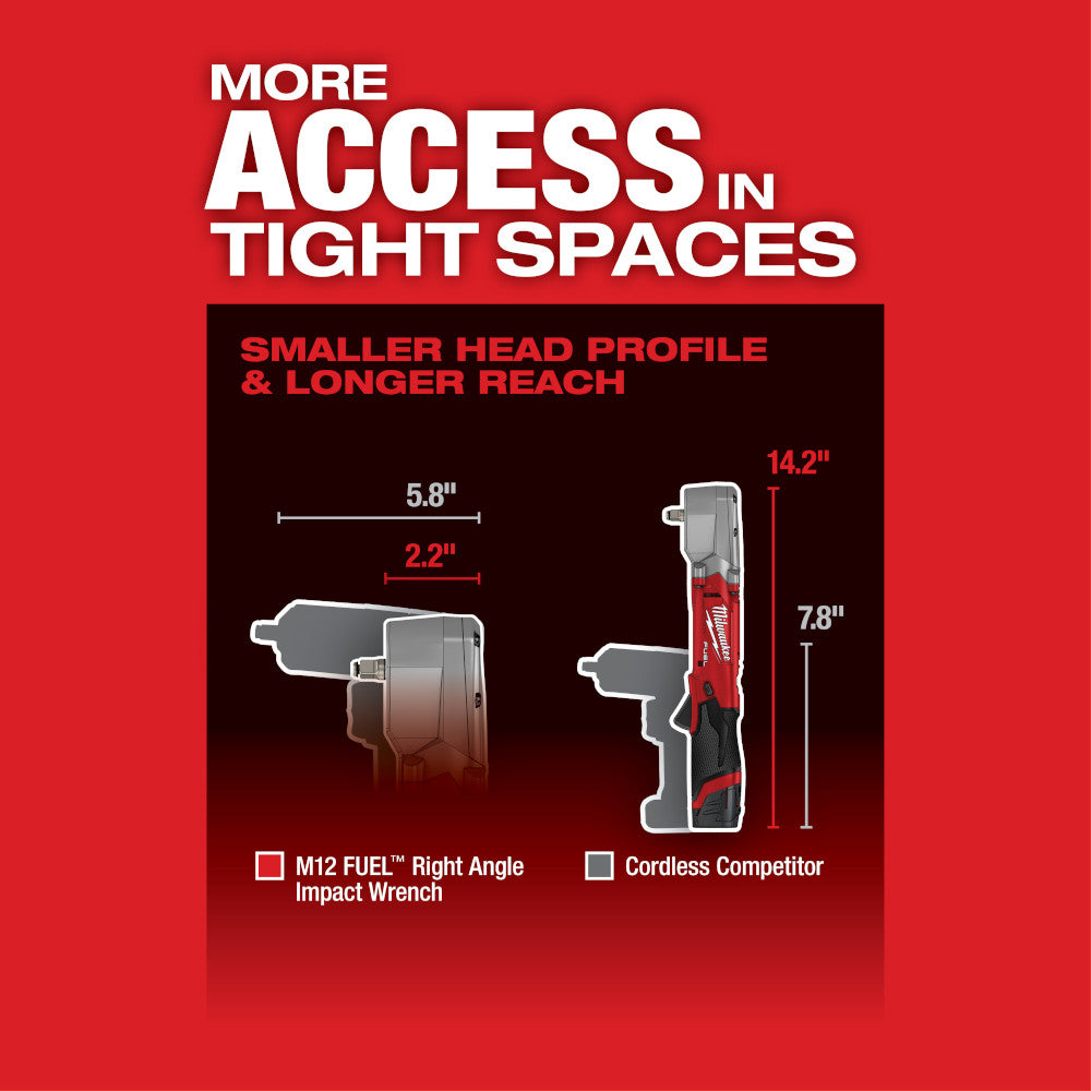 Milwaukee 2564-22 M12 FUEL  3/8" Right Angle Impact Wrench Kit - 5