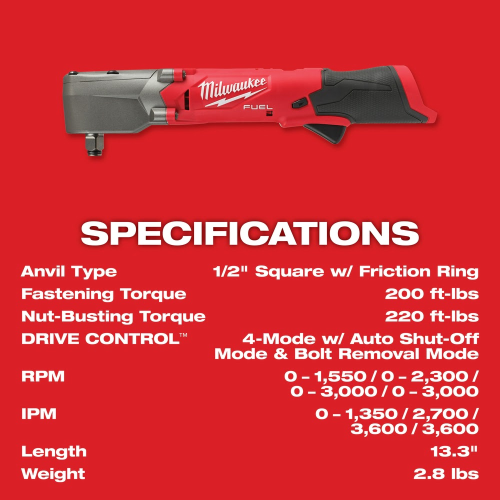 Milwaukee 2565-22 M12 FUEL 1/2" Right Angle Impact Wrench Kit - 8