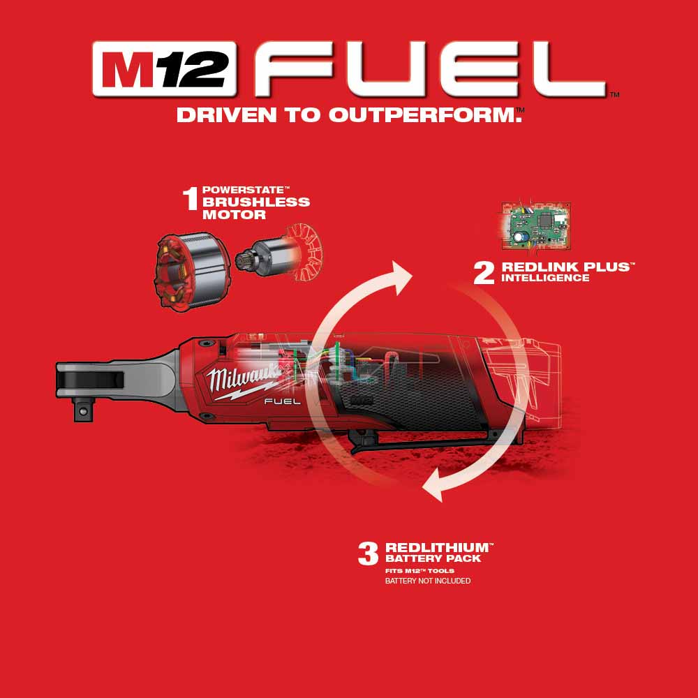 Milwaukee 2567-20 M12 FUEL™ 3/8" High Speed Ratchet (Bare Tool) - 8