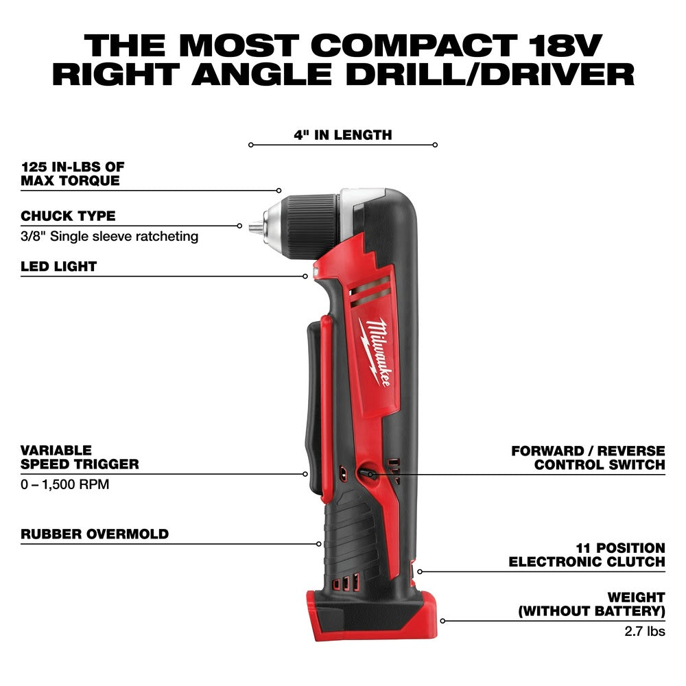 Milwaukee 2615-20 M18 Right Angle Drill, Tool only - 4