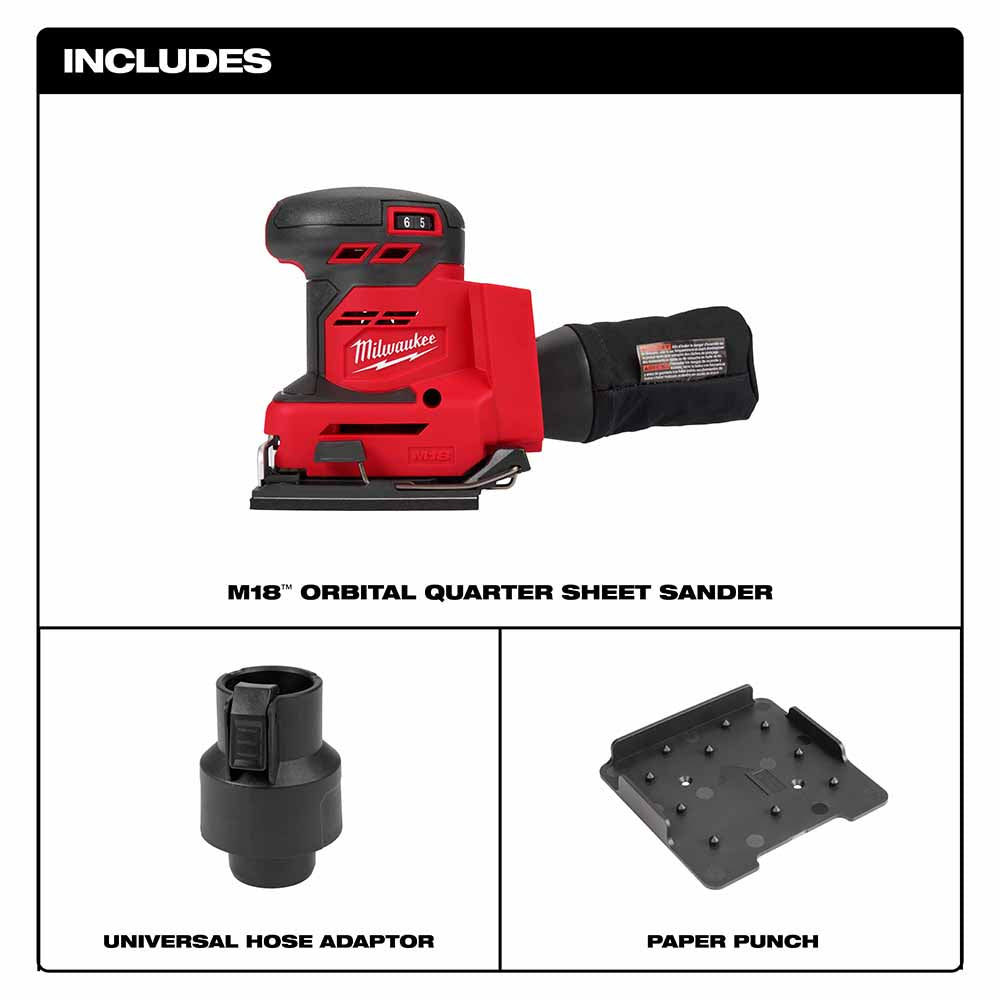 Milwaukee 2649-20 M18 Orbital 1/4 Sheet Sander - 3