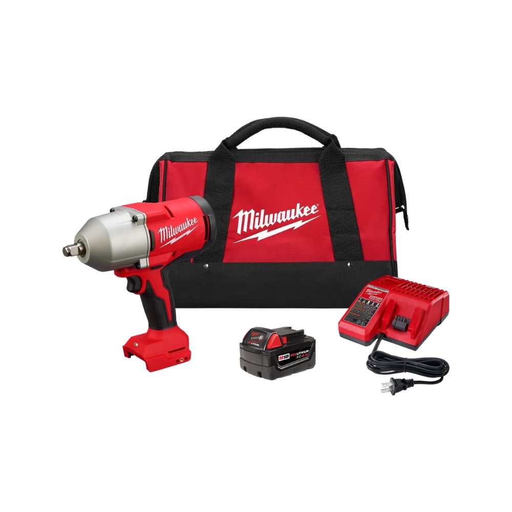 Milwaukee 2666-21B M18 18V Lithium-Ion Brushless Cordless 1/2 in. Impact Wrench with Friction Ring Kit - 2