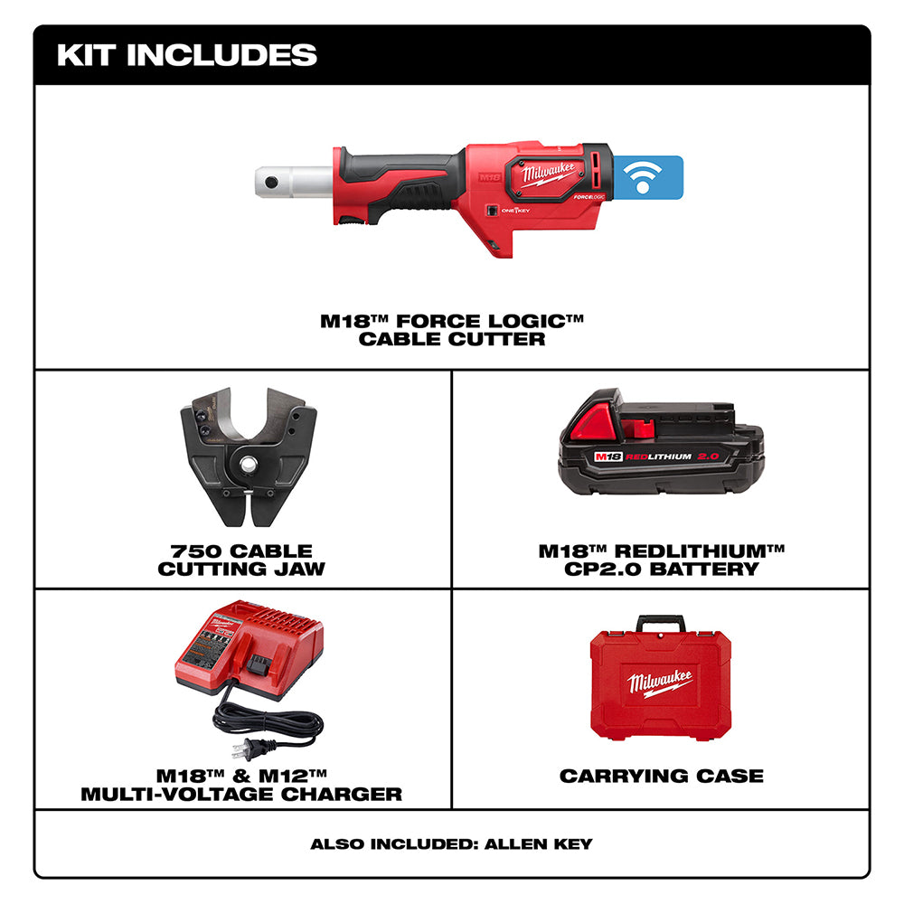 Milwaukee 2672-21 M18 Force Logic Cable Cutter With 750 MCM Cu Jaws - 2