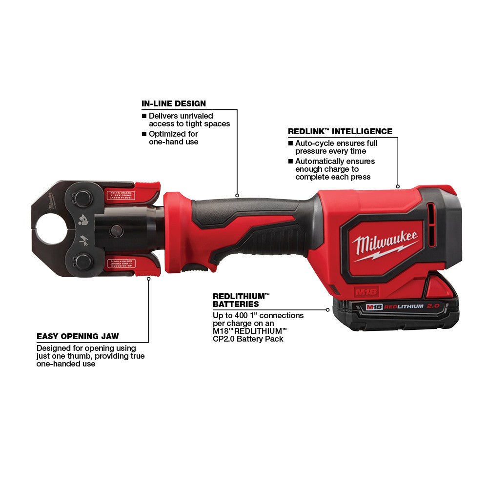 Milwaukee 2674-22C M18 Short Throw Press Tool Kit with PEX Crimp Jaws - 6