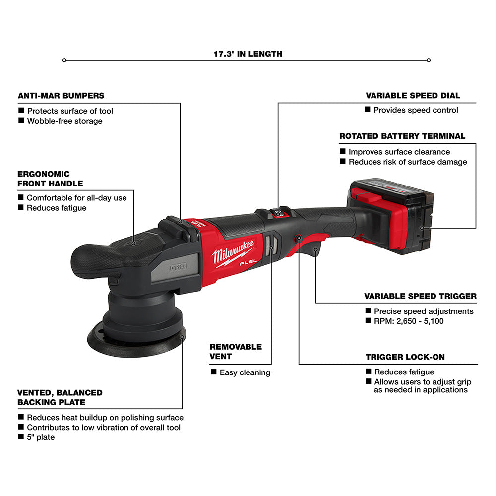 Milwaukee 2684-22HD M18 FUEL 15mm Random Orbital Polisher Kit - 8