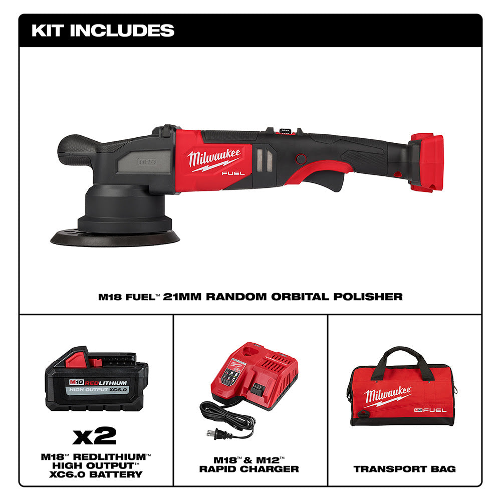 Milwaukee 2685-22HD M18 FUEL 21mm Random Orbital Polisher Kit - 2