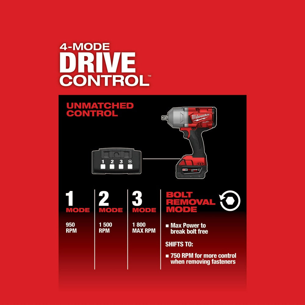 Milwaukee 2766-22R M18 Fuel High Torque Impact Wrench w/ Pin Detent Kit - 6