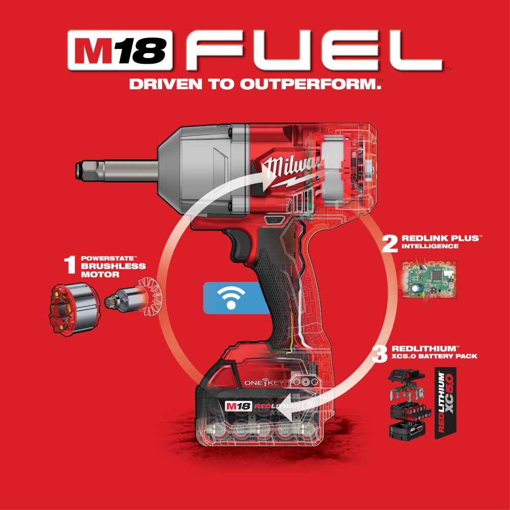 Milwaukee 2769-22 M18 FUEL 1/2" Ext. Anvil Controlled Torque Impact Wrench w/ONE-KEY Kit - 9