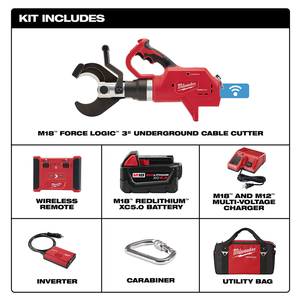 Milwaukee 2776R-21 M18 FORCE LOGIC 3” Underground Cable Cutter, Wireless Remote - 2