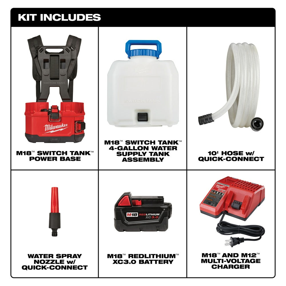 Milwaukee 2820-21WS M18 SWITCH TANK 4-Gallon Backpack Water Supply Kit - 3