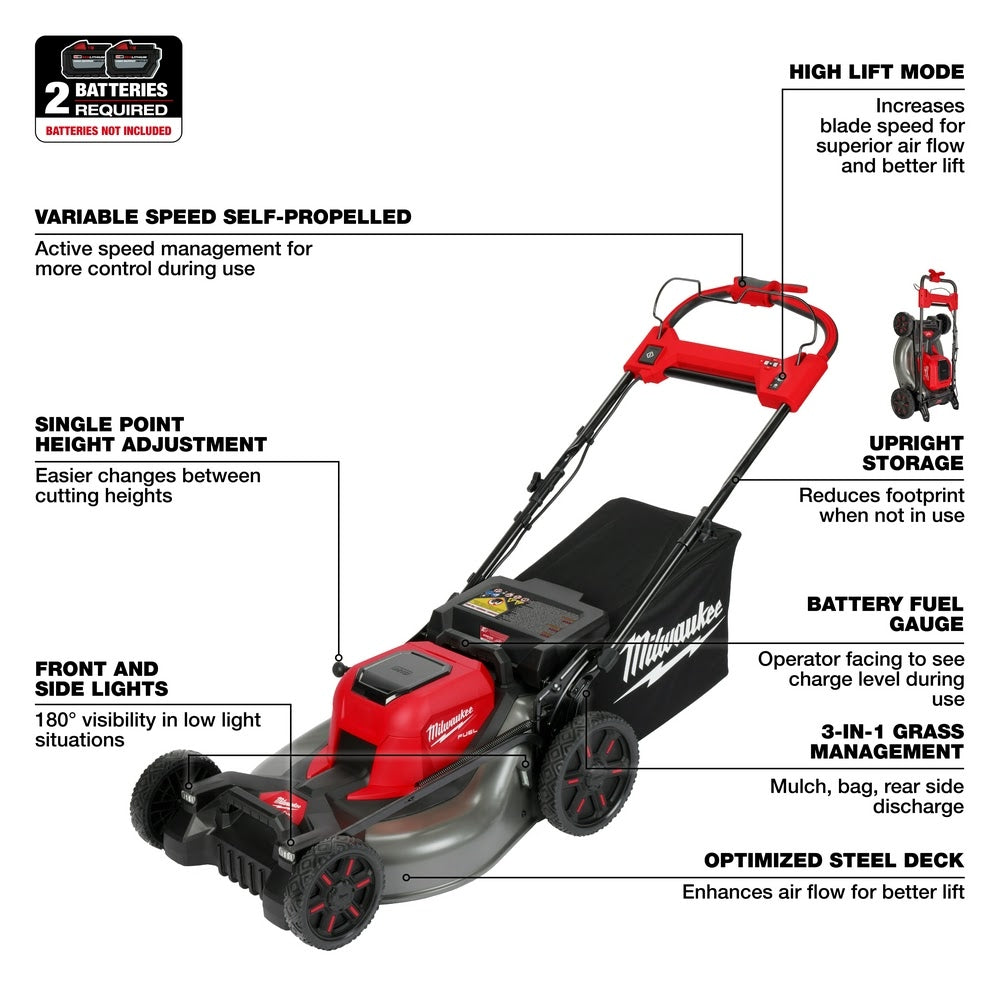 Milwaukee 2823-20 M18 FUEL 21" Self-Propelled Dual Battery Mower - 5