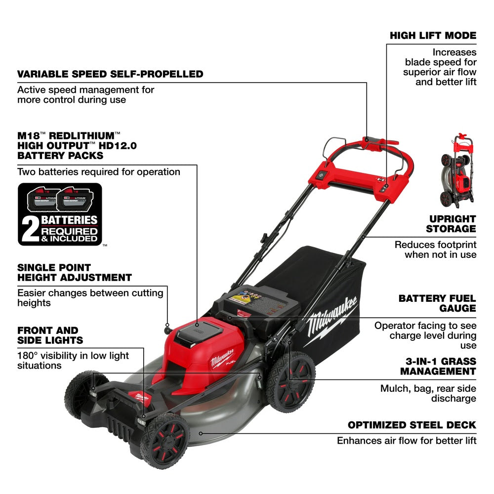 Milwaukee 2823-22HD M18 FUEL™ 21" Self-Propelled Dual Battery Lawn Mower - 7