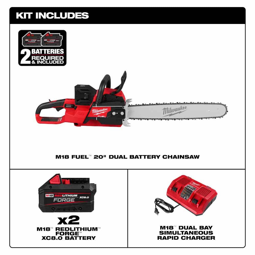 Milwaukee 2827-22 M18 FUEL 20" Dual Battery Chainsaw Kit - 5