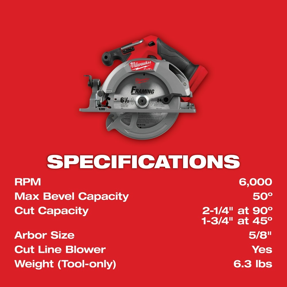 Milwaukee 2833-20 M18 FUEL 6-1/2" Circular Saw - 7