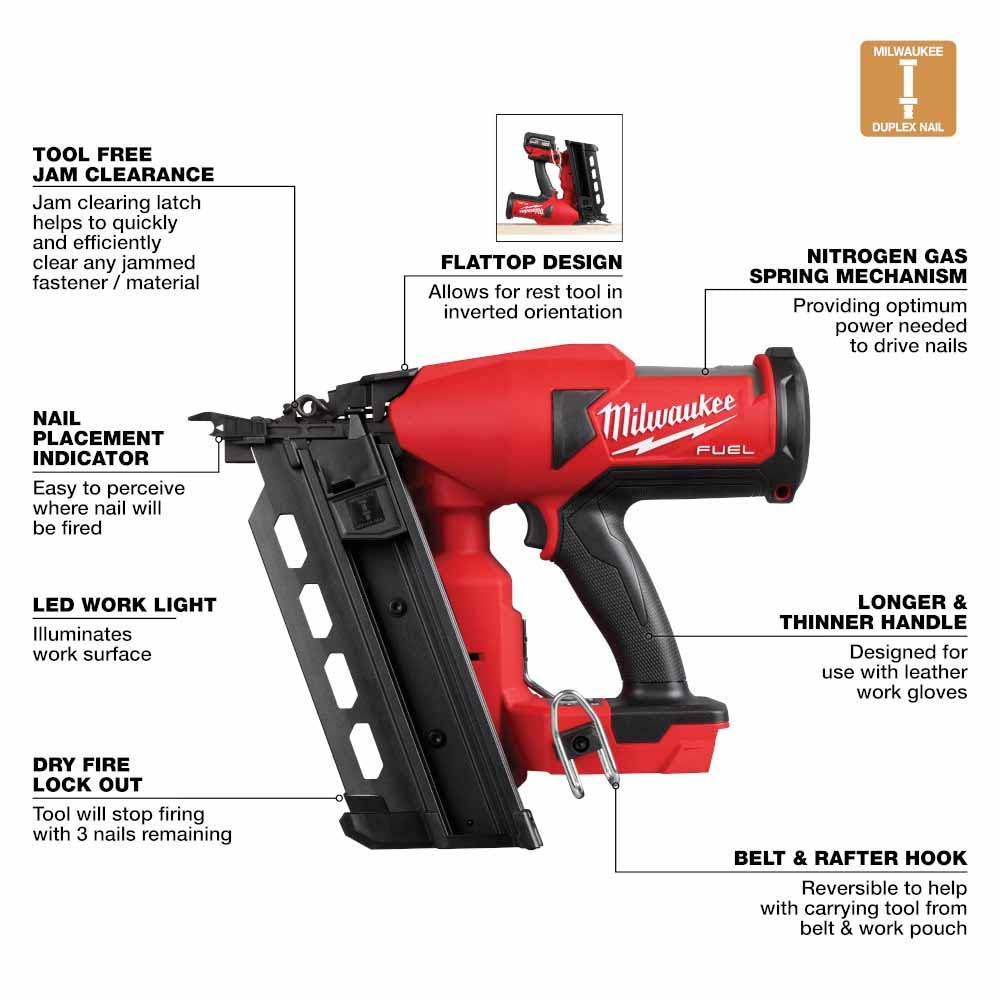 Milwaukee 2844-20 M18 FUEL Duplex Nailer - 3