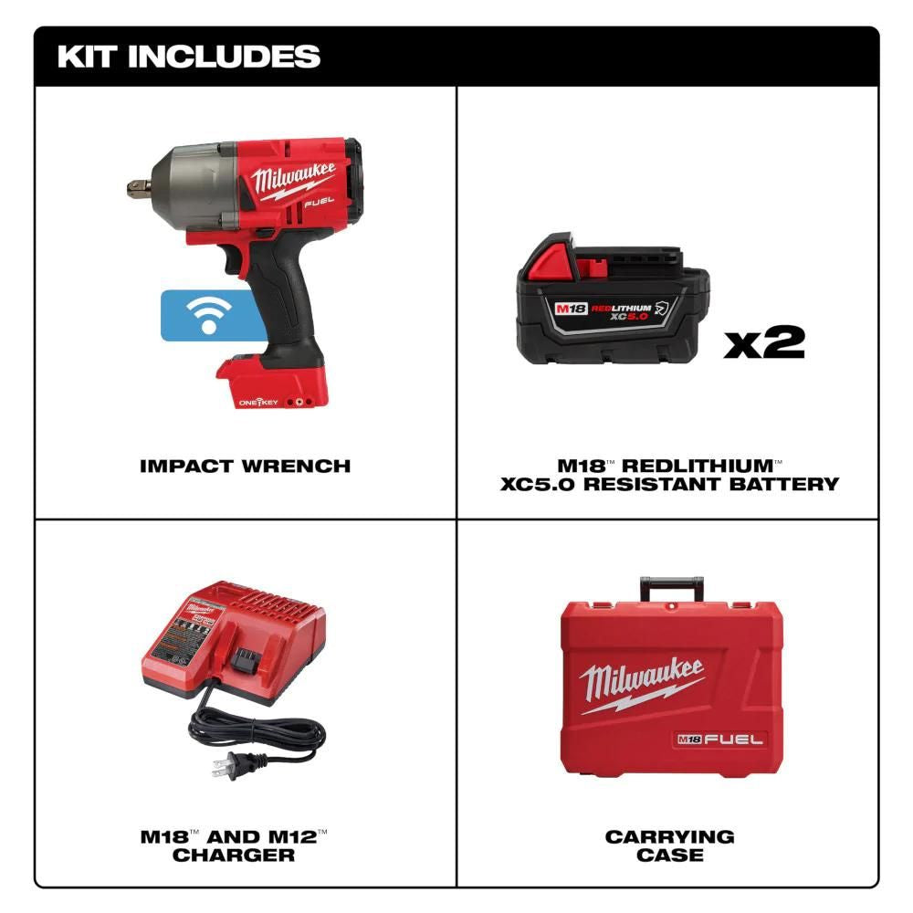 Milwaukee 2862-22R M18 FUEL  w/ ONE-KEY High Torque Impact Wrench 1/2" Pin Detent Kit - 5