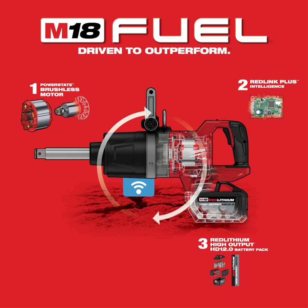 Milwaukee  2869-22HD M18 FUEL™ 1" D-Handle Ext. Anvil High Torque Impact Wrench w/ ONE-KEY™ - 8