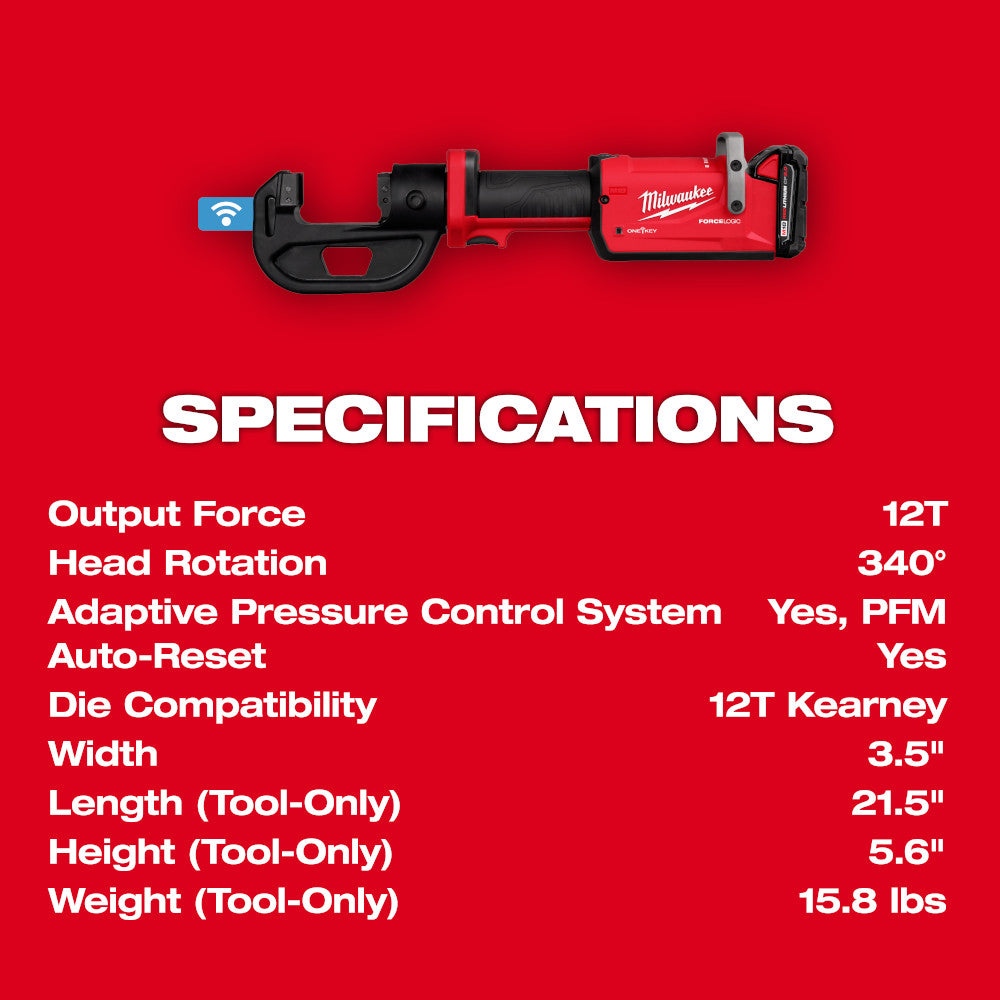 Milwaukee 2878K-22 M18 FORCE LOGIC 12T Kearney Linear Crimper Kit - 6