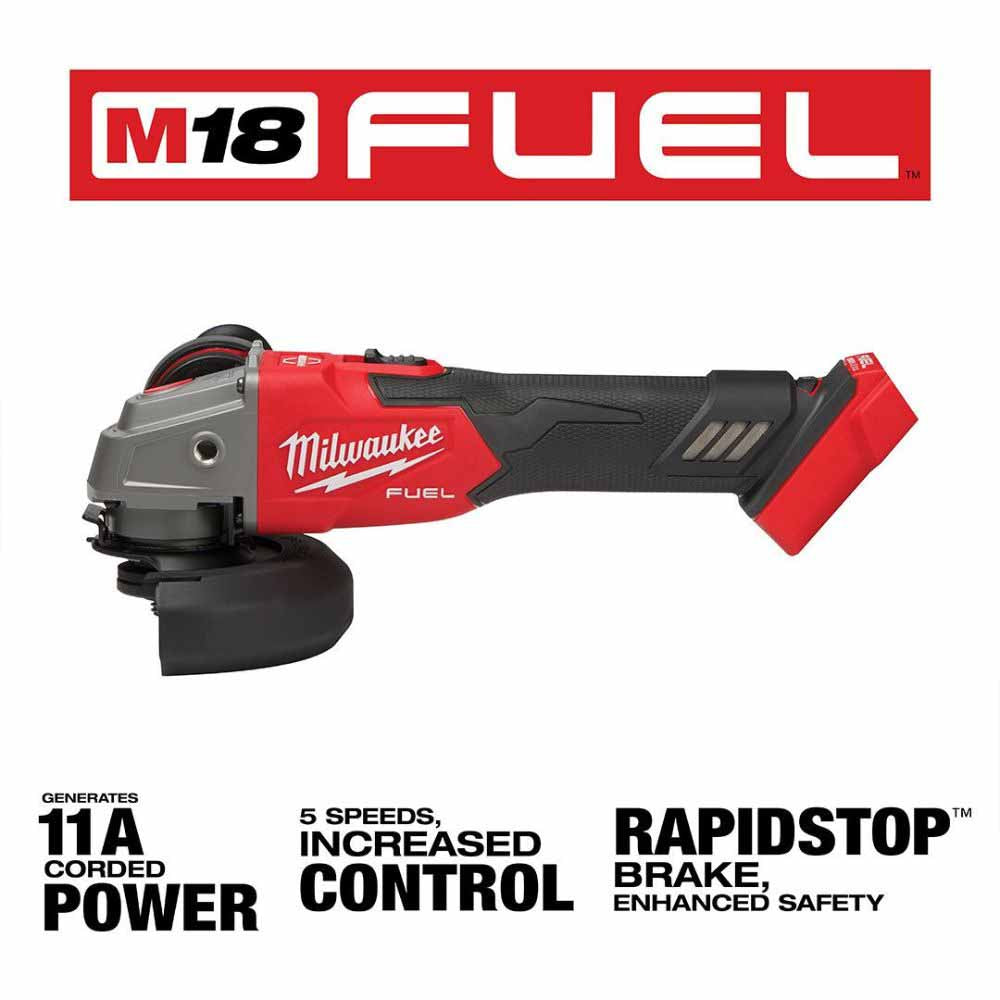 Milwaukee 2889-20 M18 FUEL™ 4-1/2" / 5" Variable Speed Braking Grinder, Slide Switch Lock-On - 5