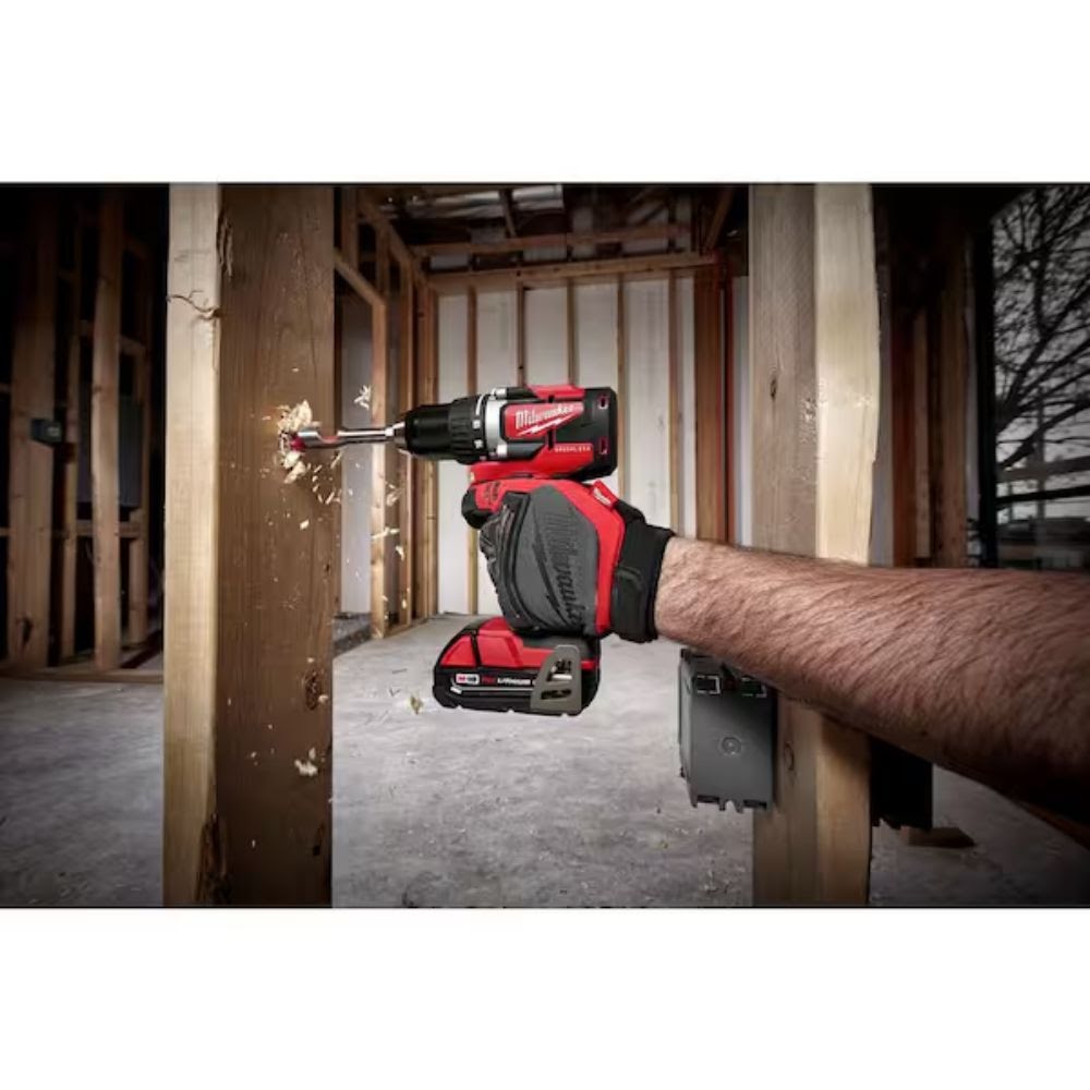 Milwaukee 2892-22CTM M18 18V Lithium-Ion Brushless Cordless Compact Drill/Impact Combo Kit (2-Tool) W/ (2) 2.0Ah Batteries, Charger & Bag - 10