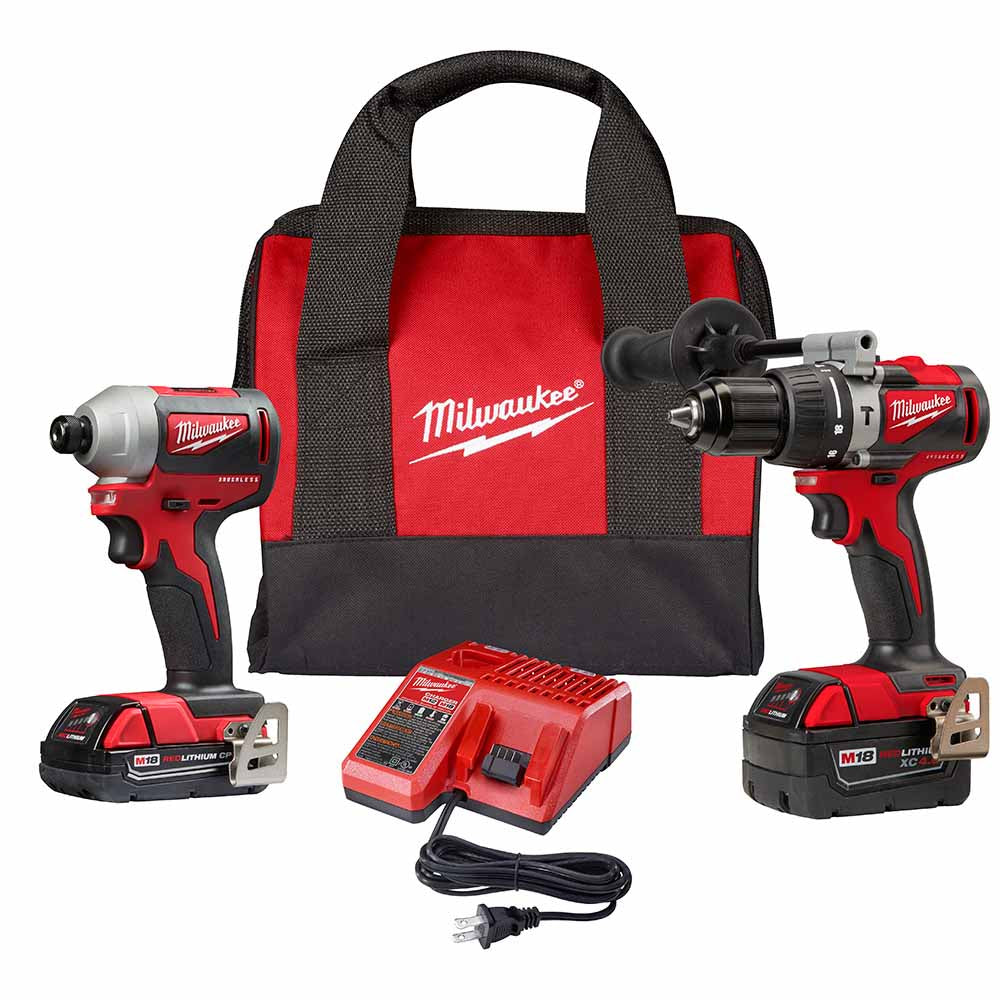 Milwaukee 2893-22CX M18 Brushless Hammer Drill/Impact Combo Kit 2.0,4.0