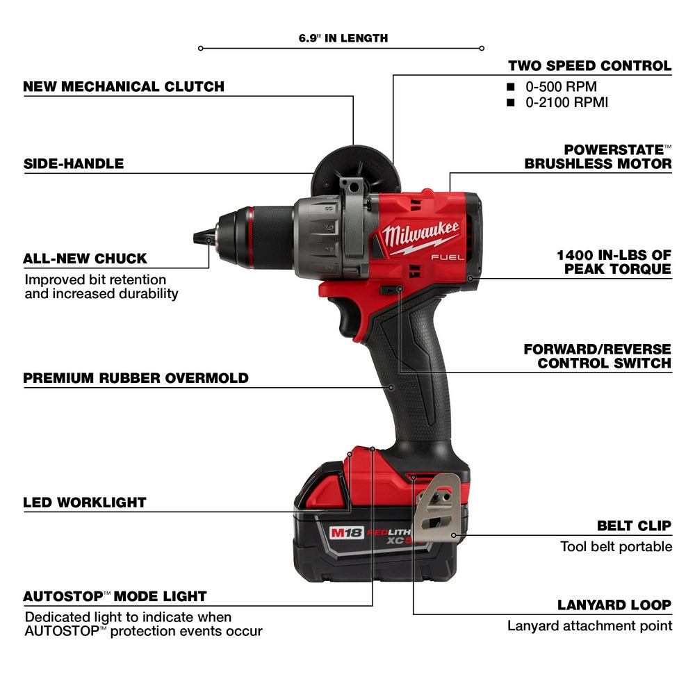 Milwaukee 2903-22 M18 FUEL 1/2" Drill/Driver Kit - 7