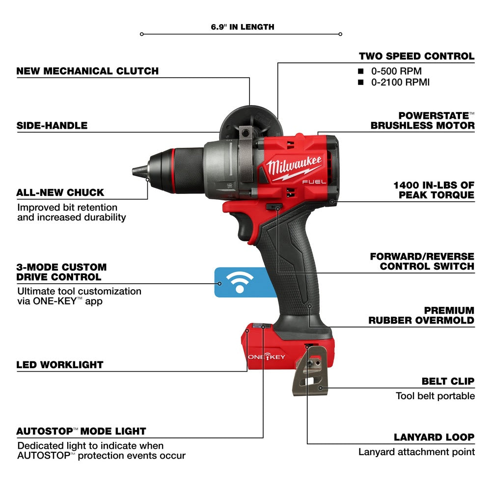 Milwaukee 2906-20 M18 FUEL 1/2" Hammer Drill/Driver w/ ONE-KEY - 4