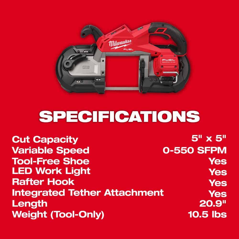 Milwaukee 2929-20 M18 FUEL Deep Cut Band Saw - 7