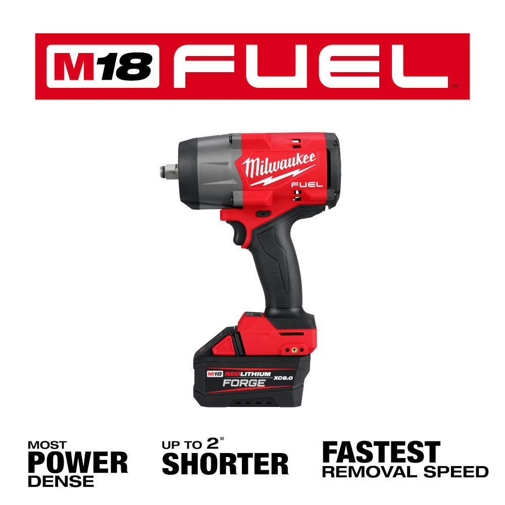 Milwaukee 2967-21F M18 FUEL 1/2" High Torque Impact Wrench w/ Friction Ring REDLITHIUM FORGE Kit - 3